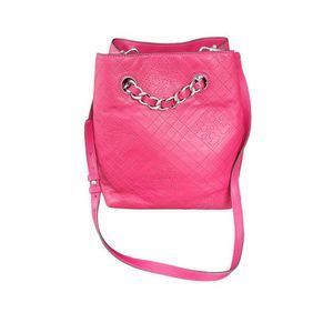 Tory Burch Womens Shoulder Bag Pink Leather Bucket Chain Adjustable Strap Logo L